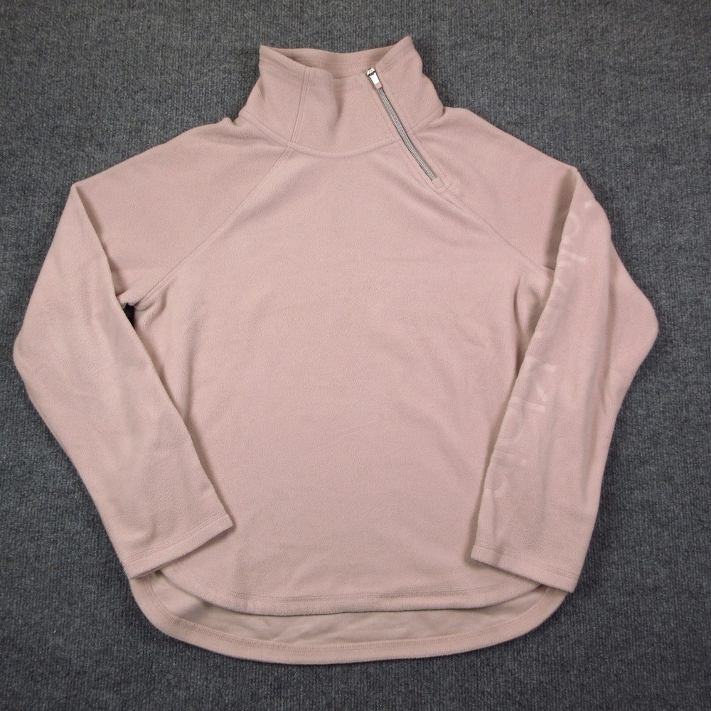 Calvin Klein Performance Fleece Pullover Womens M Pink Side Zip Mock Neck Gym